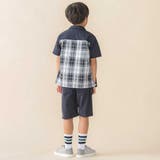 チェック&無地切り替え半袖シャツ+ハーフパンツセットアップ(95~150cm) | BeBe Petits Pois Vert | 詳細画像5