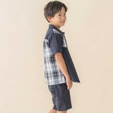 チェック&無地切り替え半袖シャツ+ハーフパンツセットアップ(95~150cm) | BeBe Petits Pois Vert | 詳細画像6