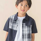 チェック&無地切り替え半袖シャツ+ハーフパンツセットアップ(95~150cm) | BeBe Petits Pois Vert | 詳細画像7