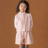 ピンク | 【店舗限定】型押し花柄ベスト+ショートパンツセットアップ(95~150cm) | BeBe Petits Pois Vert