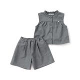 ブラック系 | 【店舗限定】型押し花柄ベスト+ショートパンツセットアップ(95~150cm) | BeBe Petits Pois Vert