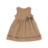 ベージュ | 【店舗限定】チェック柄リボンジャンパースカート(95~150cm) | BeBe Petits Pois Vert