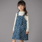 【店舗限定】花柄フリンジデニムジャンパースカート(95~150cm) | BeBe Petits Pois Vert | 詳細画像1 