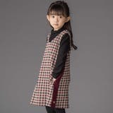 ボルドー系 | 【店舗限定】千鳥格子サイドラインジャンパースカート(95~150cm) | BeBe Petits Pois Vert