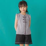 【店舗限定】ドビードットストライプノースリーブブラウス(95~150cm) | BeBe Petits Pois Vert | 詳細画像3 