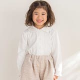 ホワイト | 【店舗限定】襟付き花ワッペン刺しゅう天竺長袖ブラウス(95~150cm) | BeBe Petits Pois Vert
