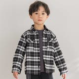 ブラック系 | 【店舗限定】【お揃い】チェックフラップポケット長袖シャツ(95~150cm) | BeBe Petits Pois Vert
