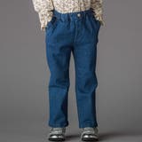 ネイビー | 【店舗限定】フリルストレッチデニムロングパンツ(95~150cm) | BeBe Petits Pois Vert