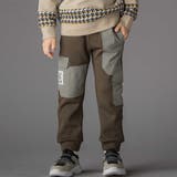 グリーン | 【店舗限定】裏起毛ポンチ+格子タフタロングパンツ(95~150cm) | BeBe Petits Pois Vert