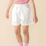 ホワイト | センター切り替えワンポイント刺しゅうデニムキュロットパンツ(95~160cm) | BeBe Petits Pois Vert