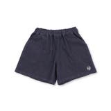 ネイビー | センター切り替えワンポイント刺しゅうデニムキュロットパンツ(95~160cm) | BeBe Petits Pois Vert