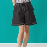 ブラック | 【店舗限定】裾ステッチリボンデニムショートパンツ(95~160cm) | BeBe Petits Pois Vert