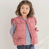【店舗限定】リボンフリルタフタ中綿ベスト(95~150cm) | BeBe Petits Pois Vert | 詳細画像1