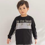 【店舗限定】フロッキープリント切り替え天竺長袖Tシャツ(95~150cm) | BeBe Petits Pois Vert | 詳細画像1
