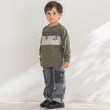 【店舗限定】フロッキープリント切り替え天竺長袖Tシャツ(95~150cm) | BeBe Petits Pois Vert | 詳細画像4
