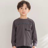 ブラック系 | 【店舗限定】ロゴテープライン天竺長袖Tシャツ(95~160cm) | BeBe Petits Pois Vert