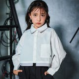 ホワイト | ダブル襟長袖シャツブラウス&タンクトップセット(130~160cm) | ZIDDY