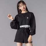 ブラック | 膨れジャガードトレーナー＆ショートパンツセット(130~160cm) | ZIDDY