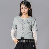 グレー | チュールレースアップTシャツセット(130~160cm) | ZIDDY