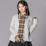 ブラウン系 | チェックシャツ×リブカーディガンセット(130~160cm) | ZIDDY