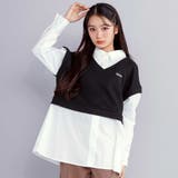 ブラック系 | 【 ニコ☆プチ 掲載 】ショートベストドッキング風シャツ(130~160cm) | ZIDDY