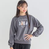 グレー | ネコプリント裏起毛トレーナー(130~160cm) | ZIDDY