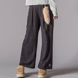 ブラック | キーホルダー付きサテンライクワイドパンツ(130~160cm) | ZIDDY