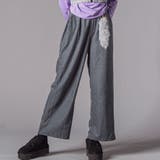 グレー | キーホルダー付きサテンライクワイドパンツ(130~160cm) | ZIDDY