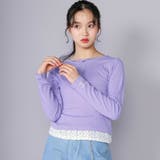 【 ニコ☆プチ 掲載 】クロスネック裾花柄Tシャツ(130~160cm) | ZIDDY | 詳細画像1 