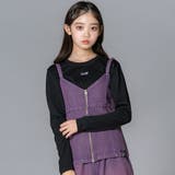 パープル | デニムビスチェ＆TシャツSET(130~160cm) | ZIDDY