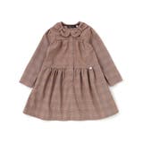 ブラウン系 | グレンチェック襟リボンワンピース(95~150cm) | BeBe Petits Pois Vert