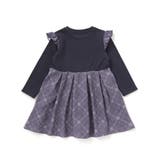 【お揃い】チェック柄裏毛ベロアリボンタックワンピース(95~150cm) | BeBe Petits Pois Vert | 詳細画像6 