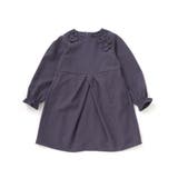 ネイビー系 | 立体花モチーフ斜めタックワンピース(95~150cm) | BeBe Petits Pois Vert