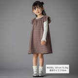 千鳥チェックラグランギャザースリーブワンピース(95~150cm) | BeBe Petits Pois Vert | 詳細画像2 