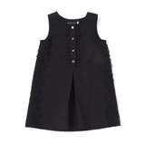 ブラック | 【お揃い】フリル＆花レースAラインワンピース(95~150cm) | BeBe Petits Pois Vert