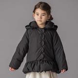 ブラック | フリル襟スカラップタフタダウンコート(95~160cm) | BeBe Petits Pois Vert