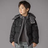 ブラック系 | 配色タフタ切り替えダウンコート(95~160cm) | BeBe Petits Pois Vert