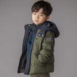 グリーン系 | 配色タフタ切り替えダウンコート(95~160cm) | BeBe Petits Pois Vert