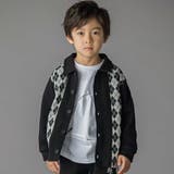 ブラック系 | 【お揃い】アーガイル+裏毛切り替え襟付きカーディガン(95~150cm) | BeBe Petits Pois Vert