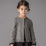 グレー | ヘリンボーンラメニットカーディガン(95~150cm) | BeBe Petits Pois Vert