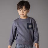 ブルー系 | 裏毛×タフタ切り替えトレーナー(95~160cm) | BeBe Petits Pois Vert