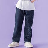 ネイビー | フリンジパッチロゴ入りストレッチデニムパンツ(95~160cm) | BeBe Petits Pois Vert