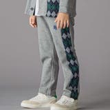 グレー系 | 【お揃い】アーガイル+裏毛切り替えパンツ(95~160cm) | BeBe Petits Pois Vert