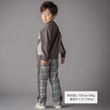 【お揃い】チェック柄裏毛配色切り替えロングパンツ(95~160cm) | BeBe Petits Pois Vert | 詳細画像2