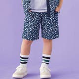 ネイビー系 | 【お揃い】ボタニカル柄クライムハーフパンツ(95~150cm) | BeBe Petits Pois Vert