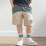 ベージュ系 | 斜めカットソー布帛切り替え5分丈パンツ(95~160cm) | BeBe Petits Pois Vert