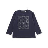 ネイビー | 刺しゅう風プリント入り長袖Tシャツ(95~150cm) | BeBe Petits Pois Vert