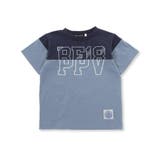 ブルー系 | バイカラーBIGロゴプリント天竺半袖Tシャツ(95~160cm) | BeBe Petits Pois Vert