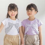サテン風配色リボンモチーフ半袖Tシャツ(95~150cm) | BeBe Petits Pois Vert | 詳細画像6 