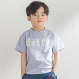 ブルー | ステッチ＆サガラ刺しゅうロゴ半袖Tシャツ(95~150cm) | BeBe Petits Pois Vert